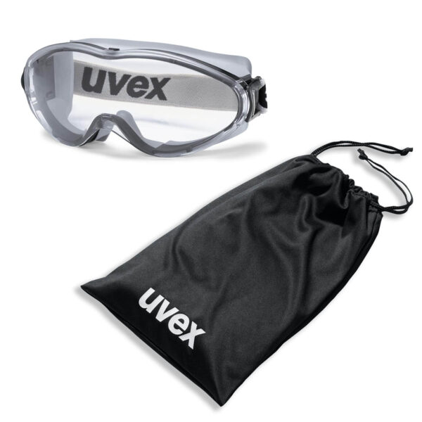 UVEX Vollsichtbrille ultrasonic 9302 - Set inkl. Mikrofaser-Beutel - 9302285 / 9302245 - Vollsicht-Schutzbrillen mit klarer Scheibe, beschlagfrei, kratzfest – Bild 2