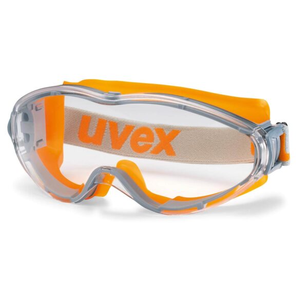 uvex Vollsichtbrille ultrasonic supravision excellence orange-grau-klar, geeignet für Brillenträger - mit Seitenschutz, Schutzbrille, Arbeitsschutzbrille – Bild 2