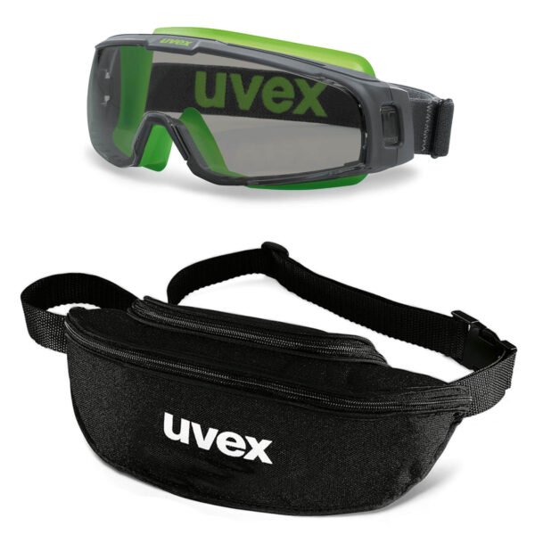 UVEX Vollsichtbrille u-sonic 9308 Set mit Textil-Etui - Vollsicht-Schutzbrille in verschiedenen Ausführungen - 9308245 9308240 9308246 9308247 9308248 - Scheiben klar und grau – Bild 2