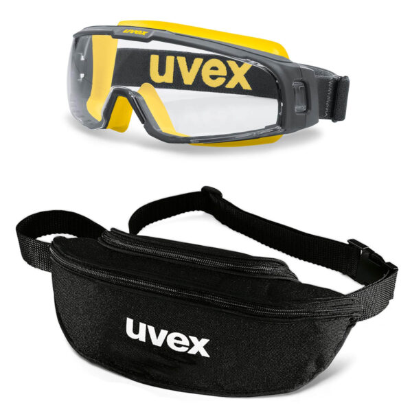 UVEX Vollsichtbrille u-sonic 9308 Set mit Textil-Etui - Vollsicht-Schutzbrille in verschiedenen Ausführungen - 9308245 9308240 9308246 9308247 9308248 - Scheiben klar und grau – Bild 2