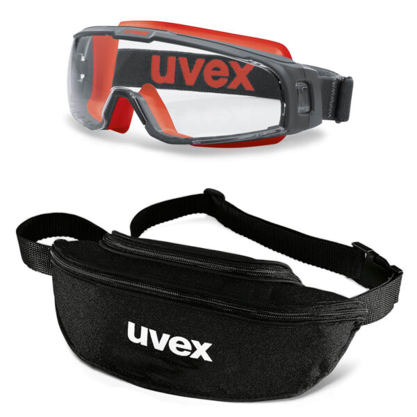 UVEX Vollsichtbrille u-sonic 9308 Set mit Textil-Etui - Vollsicht-Schutzbrille in verschiedenen Ausführungen - 9308245 9308240 9308246 9308247 9308248 - Scheiben klar und grau – Bild 2