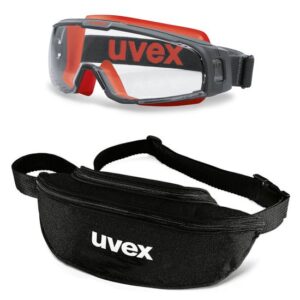 UVEX Vollsichtbrille u-sonic 9308 Set mit Textil-Etui - Vollsicht-Schutzbrille in verschiedenen Ausführungen - 9308245 9308240 9308246 9308247 9308248 - Scheiben klar und grau