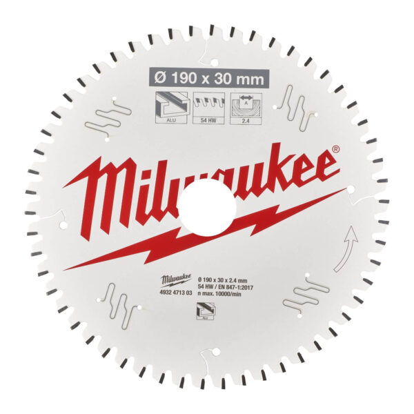 Milwaukee Kreissägeblatt 4932471380 sauberer Schnitt für Aluminium, 54 Zähne - 190x30mm – Bild 2