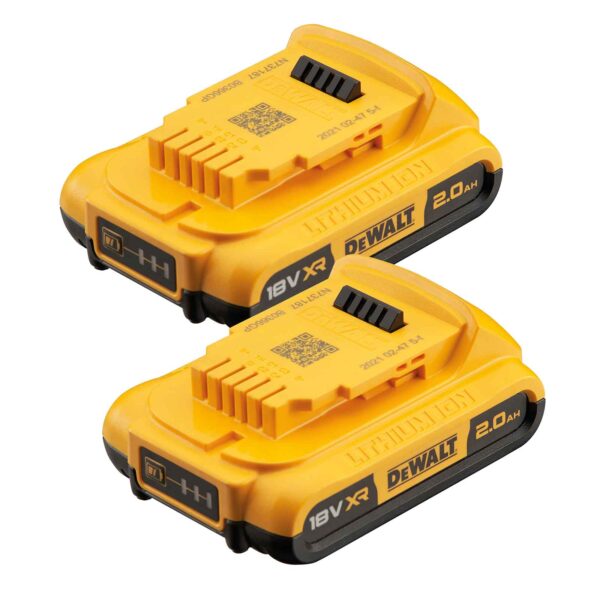 DeWALT Akku-Set DCB183P2-XJ Original Ersatz Akku, Wechselakku mit wirkungsvollen Überlastungsschutz, Kompakt, 18V 2 Ah – Bild 2