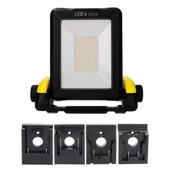 SHADA Akku-Baustrahler für Bosch, Dewalt, Metabo, Makita, Milwaukee Akkus, 18V, 2.900 Lumen, Schutzklasse 3 – Bild 2