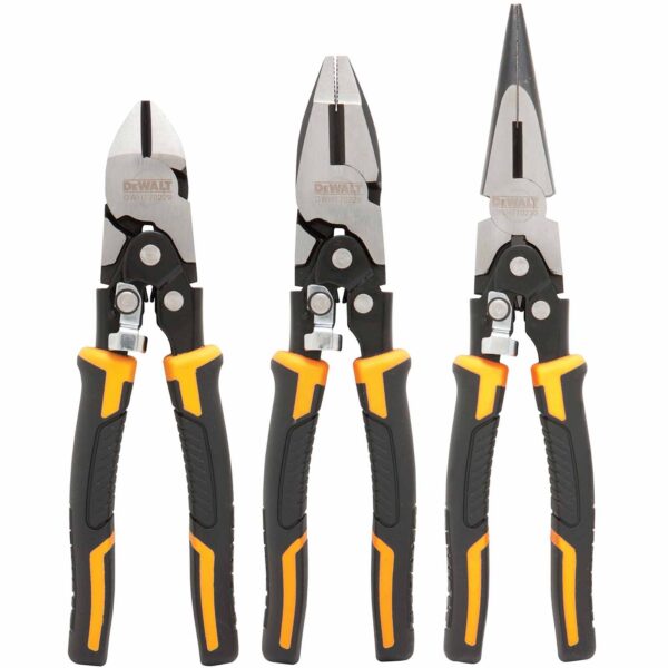 DeWALT Duo-Kraftzangenzangen-Set DWHT0-70485 3-teilig, Kombizange, Flachzange mit induktionsgehärteter Schneide – Bild 2