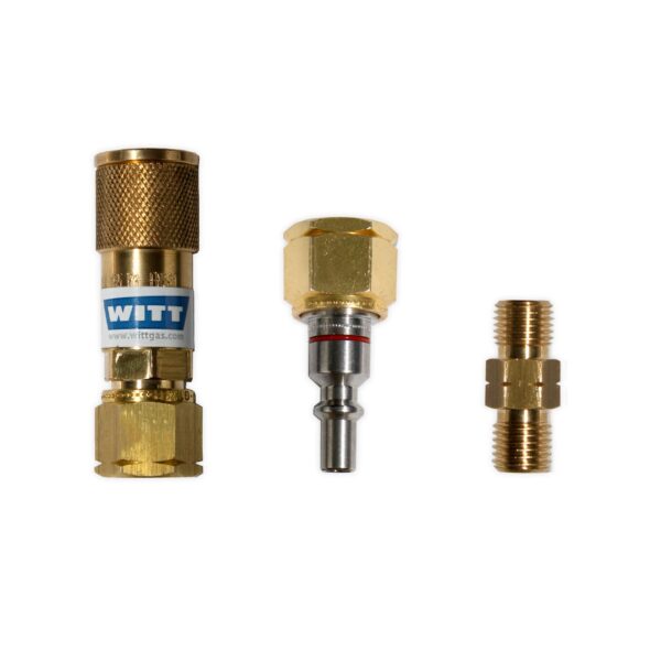 Witt Propangas Schnellkupplung + Stift + Doppelnippel Set 1/4" Linksgewinde Camping Gas Schnellkupplung Gaskupplung Grill Gasgrill Outdoor-Küche – Bild 2
