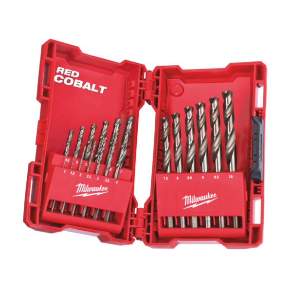 Milwaukee Metallbohrer HSS-G Red Cobalt Hochlegiert Stahlbohrer Eisenbohrer 1-10mm 19-teilig – Bild 2
