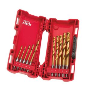 Milwaukee Metallbohrer-Set HSS-G Tin Red Hex Shockwave, Stahlbohrer 3-10mm - 10-teilig