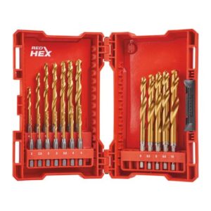 Milwaukee Metallbohrer-Set HSS-G Tin Red Hex Shockwave, Stahlbohrer 2-10mm - 16-teilig