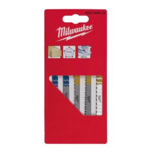 Milwaukee Stichsägeblatt-Set T-Schaft, Holz, PVC und Metall, 0,7 mm, Aggressiver Bohrfortschritt, 5-teilig