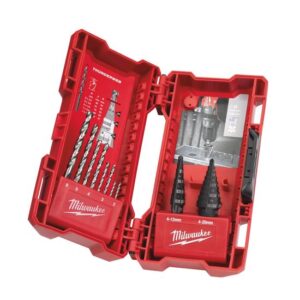 Milwaukee Stufen- und Metallbohrer-Set Kegelsenker, Konus, Stahlbohrer, 4-20mm 10-teilig