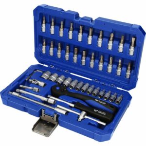 Brilliant Tools Steckschlüssel-Satz BT020046 1/4 Zoll, Werkzeugkasten, 46-teilig, Chrom Vanadium