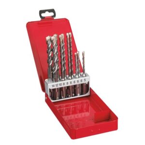 Milwaukee Hammerbohrer-Set SDS-Plus Mauerbohrer, Steinbohrer, mit konisch verlaufendem Spiralrücken - 10-teilig