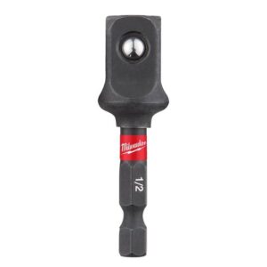 Milwaukee SHOCKWAVE Steckschlüsseleinsatz 50mm, 1/4 Zoll Sechskant auf 1/2 Zoll Vierkant, Adaptersatz aus Spezialstahl