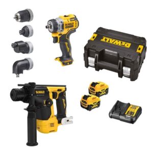 DeWALT Akku-Kombopack DCK2101P2T-QW 12V 5Ah, Akkuschrauber DCD703-QW + Akku-Bohrhammer DCH072-QW + Akku und Ladegerät