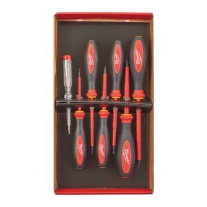 Milwaukee VDE Schraubendreher Set, Elektriker-Set, bis 10.000 Volt, 2-Komponenten-Handgriff, 7-teilig