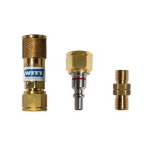 Witt Propangas Schnellkupplung + Stift + Doppelnippel Set 1/4" Linksgewinde Camping Gas Schnellkupplung Gaskupplung Grill Gasgrill Outdoor-Küche