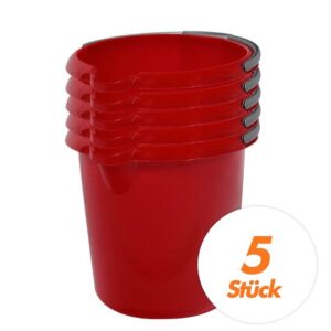 Putzeimer Set mit Ausguss und Skala, 10 Liter - Eimer rund, Wassereimer Kunststoff, Haushaltseimer Plastik - verschiedene Farben - 5 Stück
