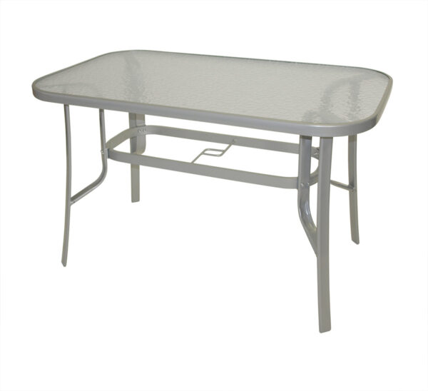 Tisch Stahl/Glas 70x120cm silber