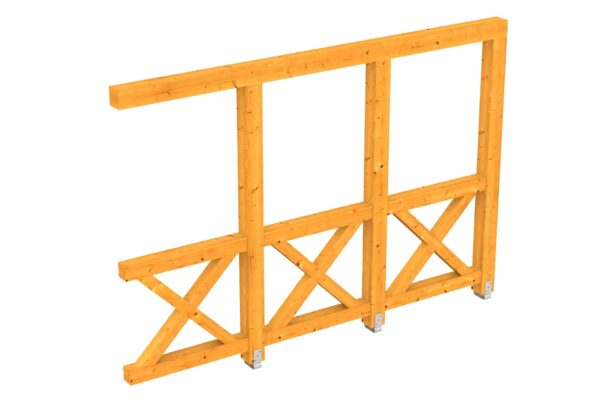 Seitenwand Andreaskreuz, Wandanbau Fichte
