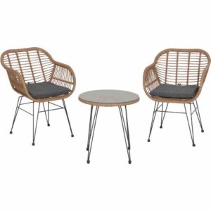 Tiros Balkon-Set 3-teilig matt anthrazit / natur
