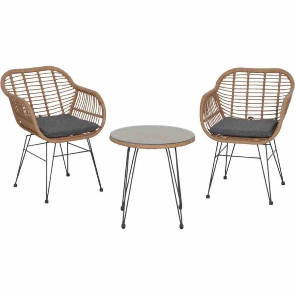 Tiros Balkon-Set 3-teilig matt anthrazit / natur
