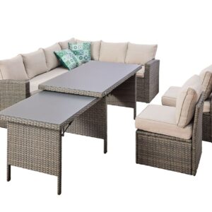 Eck-Lounge Corinto 5-teilig, Geflecht, taupe