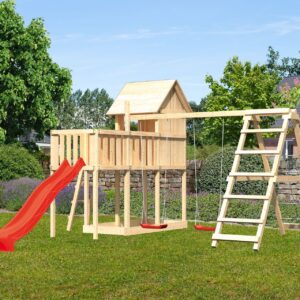 Stelzenspielhaus Frieda mit 2,5m Rutsche