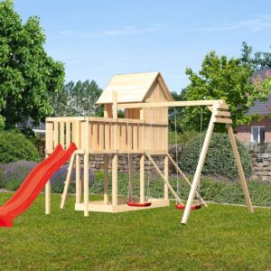 Stelzenspielhaus Frieda mit 2,5m Rutsche