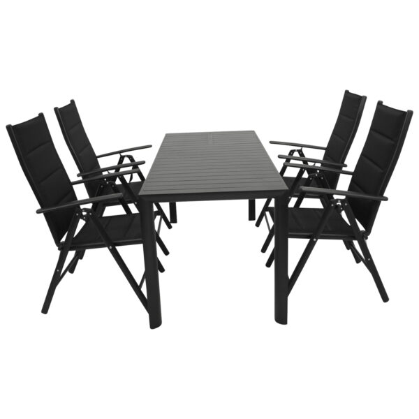 Garnitur 5-teilig, Aluminium, Kunstgewebe schwarz