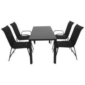 Garnitur 5-teilig, Aluminium, Kunstgewebe schwarz
