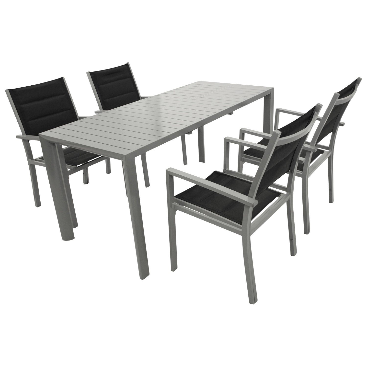 2756019 garnitur 5 teilig aluminium kunstgewebe schwarz