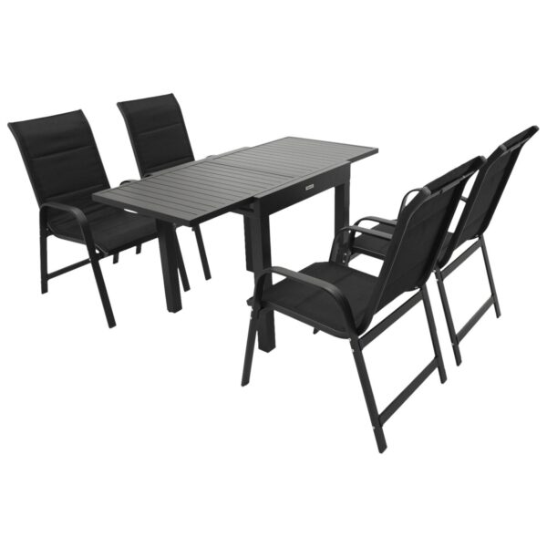 Garnitur 5-teilig, Aluminium, Kunstgewebe schwarz