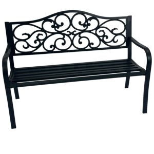 Gartenbank 2-sitzer Stahl, Rückenteil Gusseisen, schwarz
