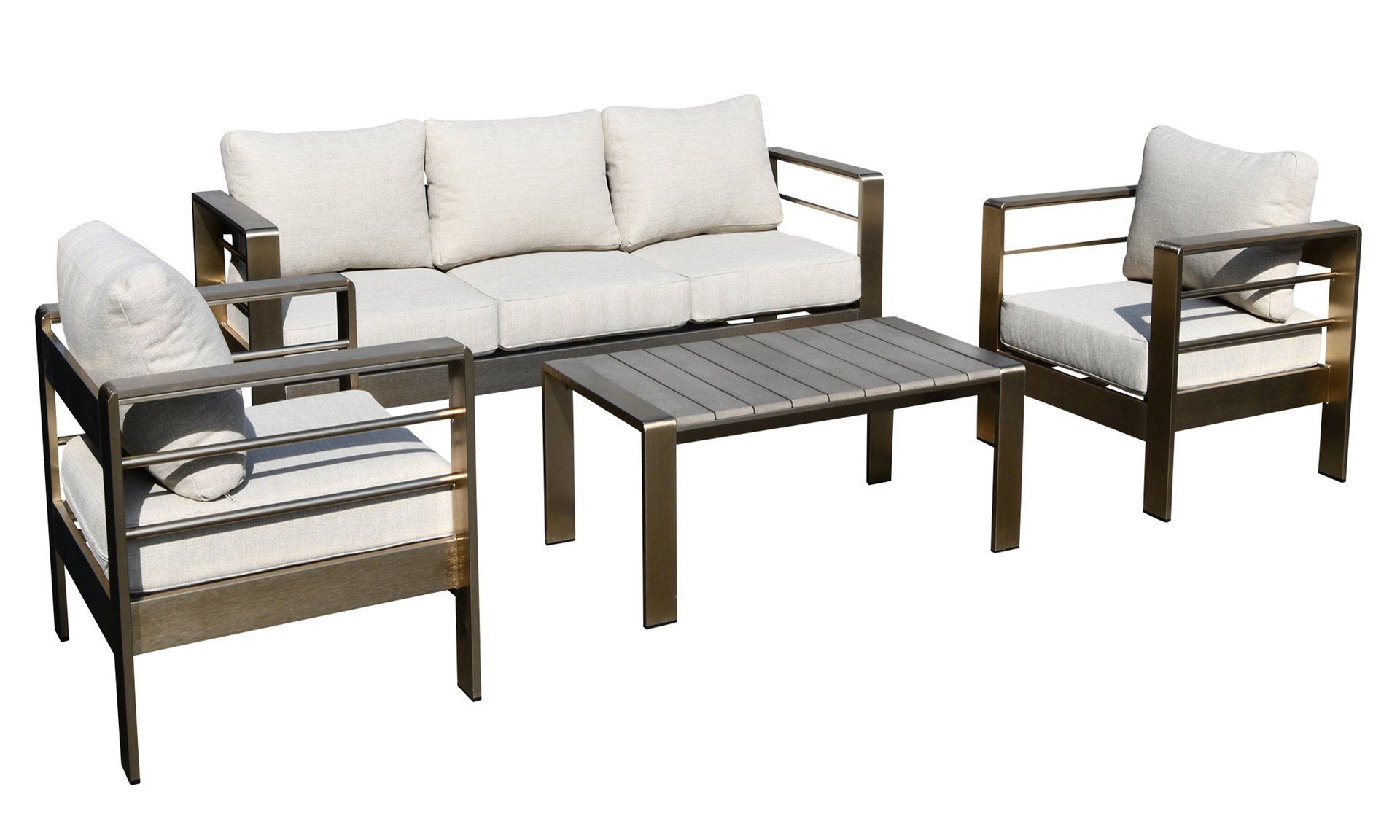 2756053 lounge set 4 teilig aus gebuerstetem aluminium polster grau kunstholz dunkelgrau