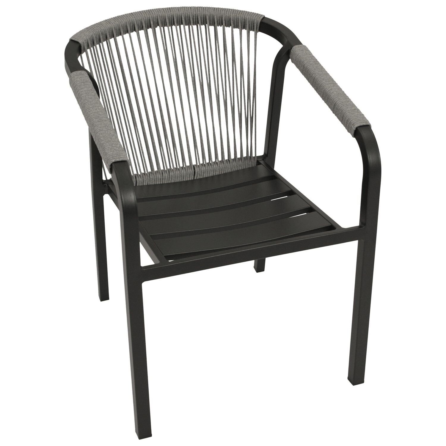 Stapelsessel Aluminium anthrazit mit Rope und Kissen in grau, 4-er Set 4 2756059 stapelsessel aluminium anthrazit mit rope und kissen in grau 4 er set