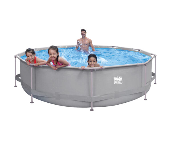 Stahlrahmenpool-Set mit Filterpumpe, grau