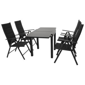 Garnitur 5-teilig, Aluminium, Kunstgewebe schwarz