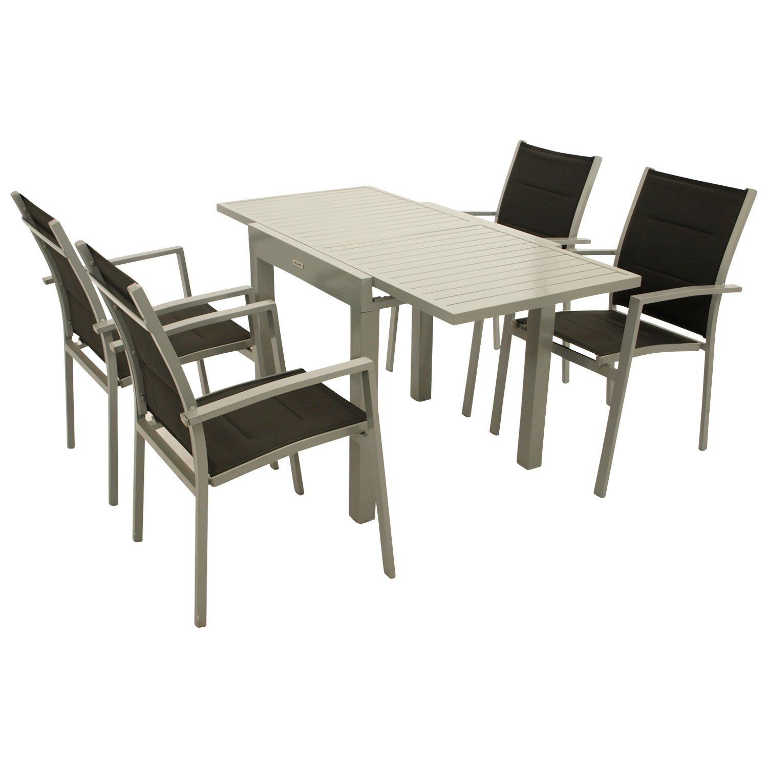 Garnitur 5-teilig, Ausziehtisch + Stapelsessel, Aluminium/Textillehne 9 2664586
