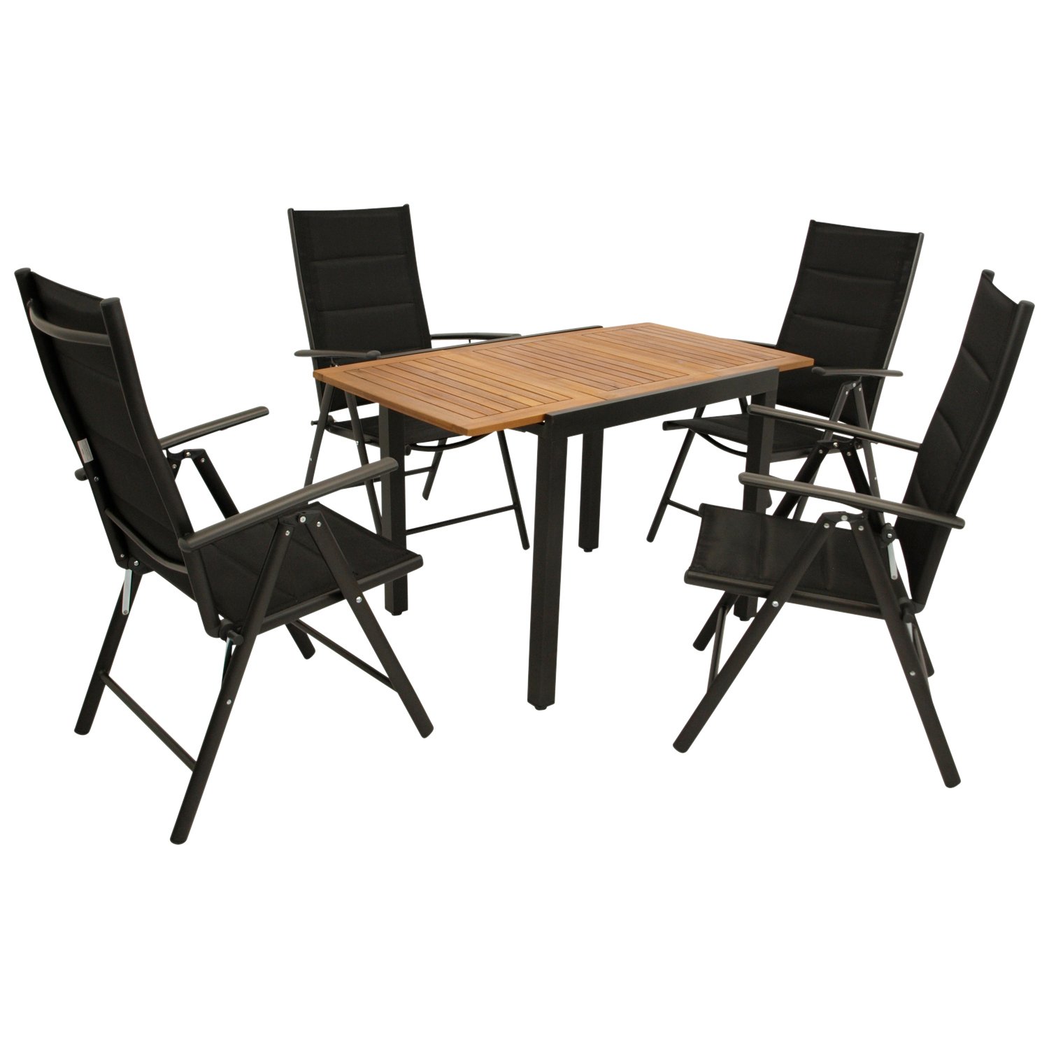 Garnitur 5-teilig, Aluminium, Akazie, Kunstgewebe schwarz 5 2756013 garnitur 5 teilig aluminium akazie kunstgewebe schwarz
