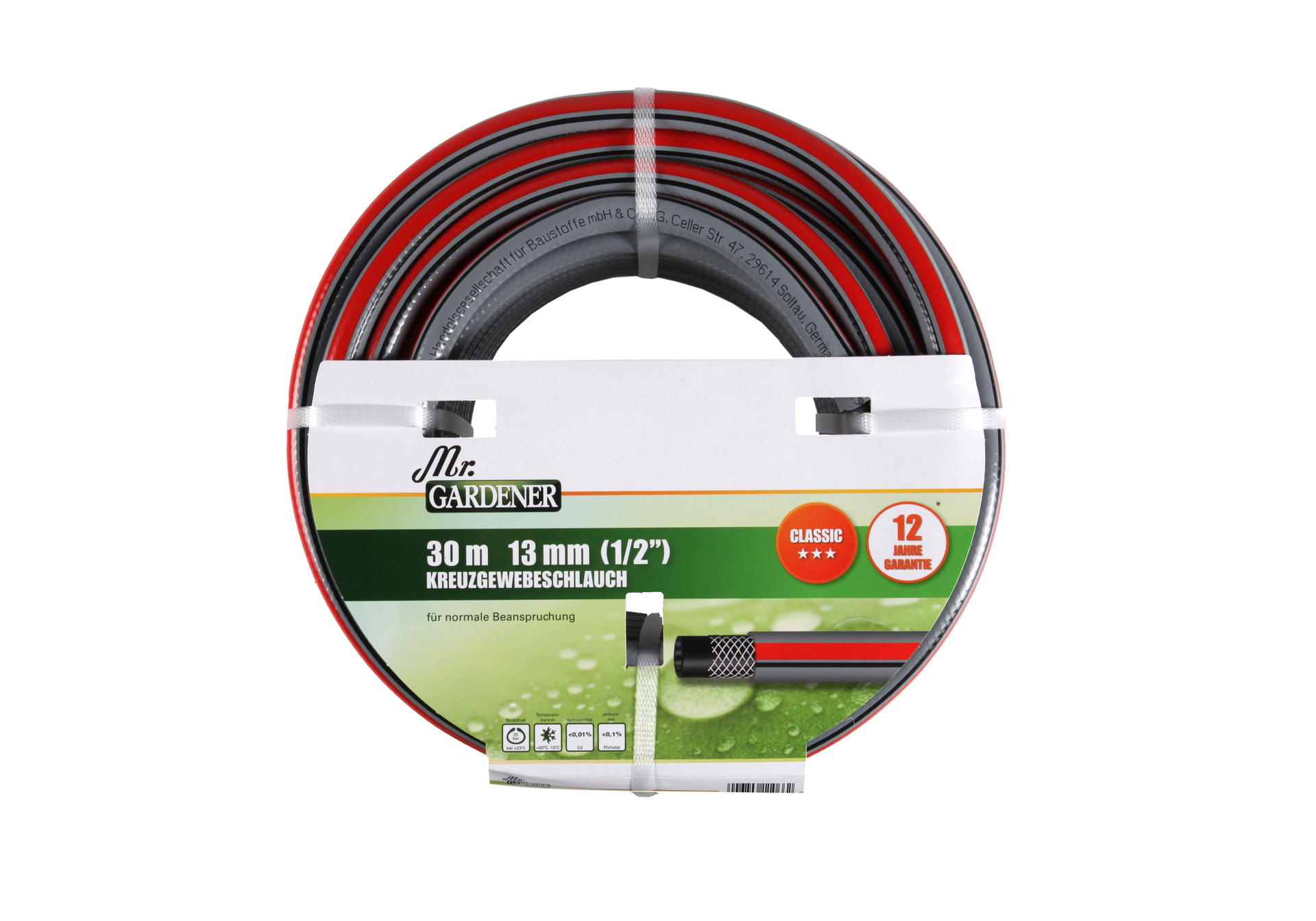 Kreuzgewebe-Gartenschlauch Classic rot/schwarz 10 2193919 kreuzgewebe gartenschlauch classic rot schwarz