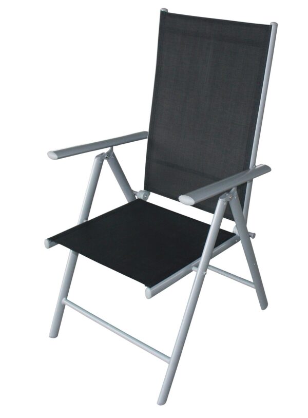 Klappsessel Alu + Textilene schwarz 2-er Set