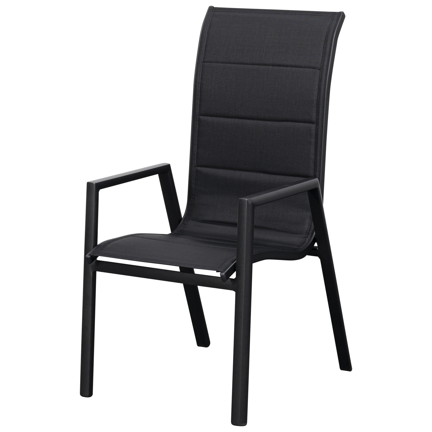 2756062 stapelsessel hochlehner alu anthrazit mit gepolsterter kunstgewebesitzflaeche schwarz 4 er set