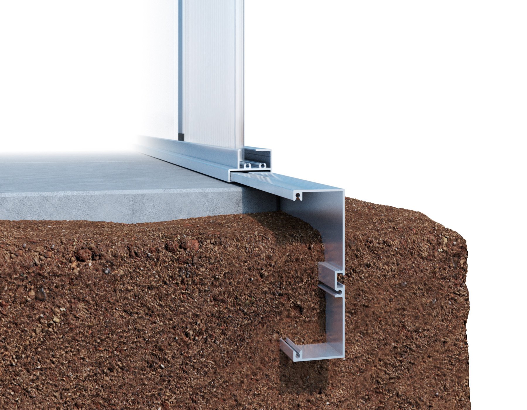 Alu-Fundamentrahmen für Gewächshaus Linea 1 Alu-Fundamentrahmen für Gewächshaus Linea