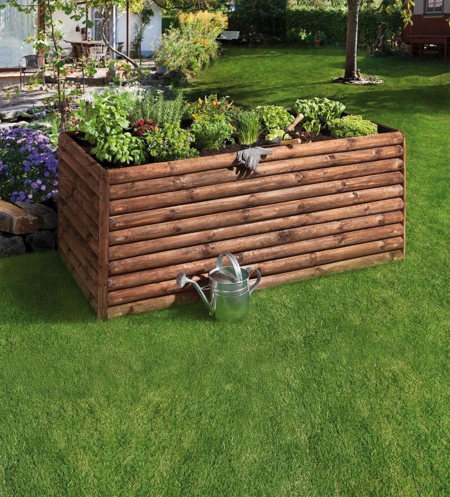 Hochbeet aus Halbrundriegeln 1 Hochbeet aus Halbrundriegeln