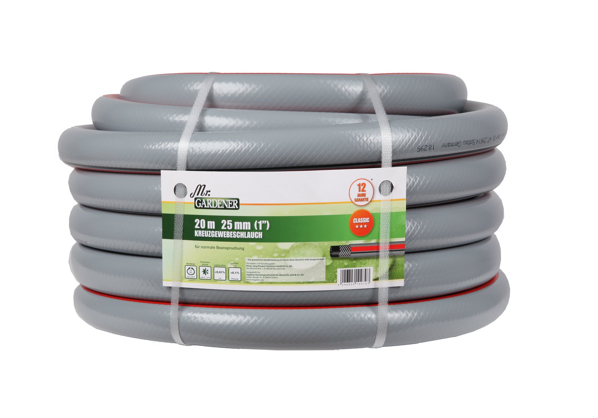 Kreuzgewebe-Gartenschlauch Classic rot/schwarz 1 Kreuzgewebe-Gartenschlauch Classic rot/schwarz