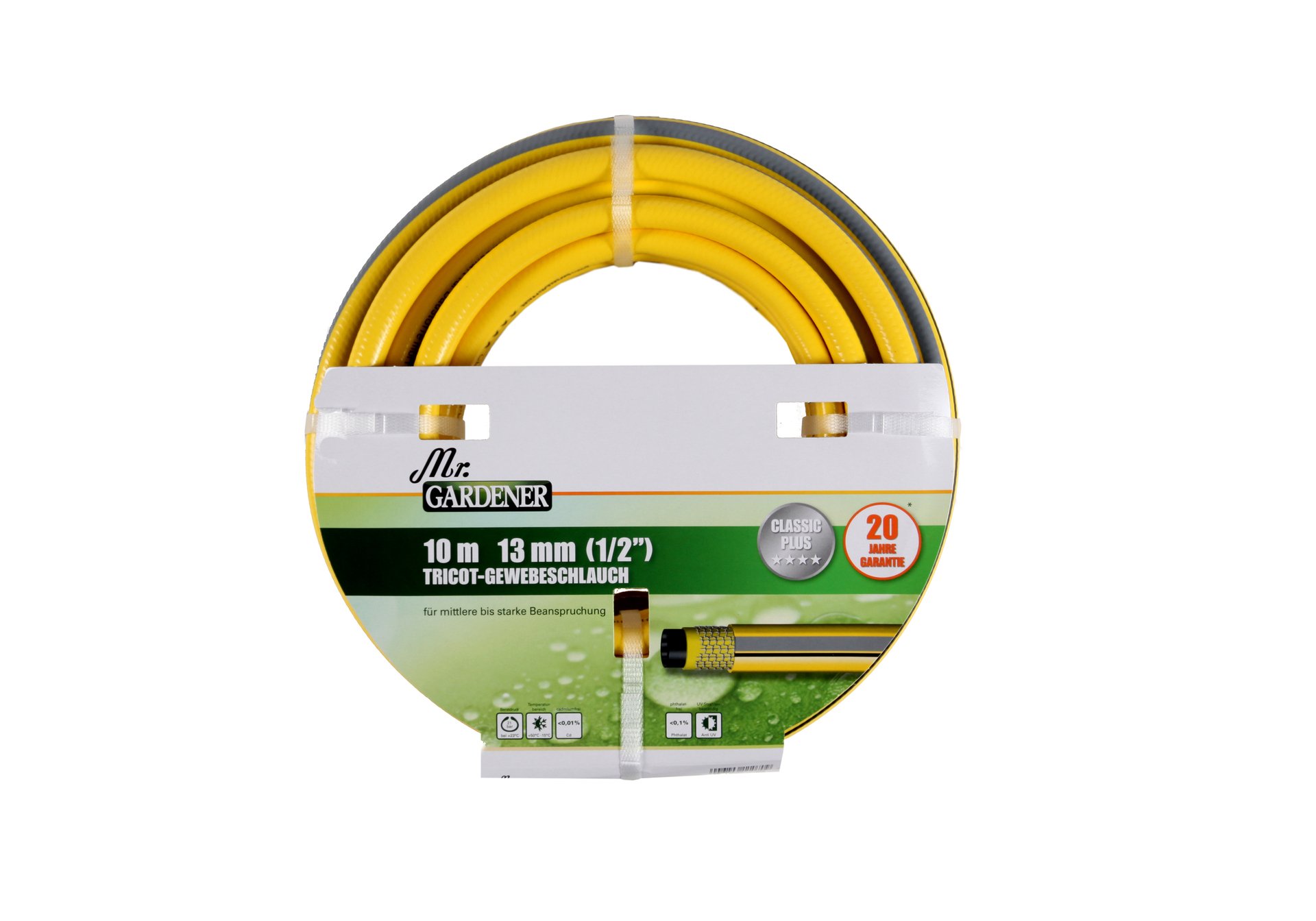 Tricotgewebe-Gartenschlauch Classic Plus gelb/schwarz 1 Tricotgewebe-Gartenschlauch Classic Plus gelb/schwarz