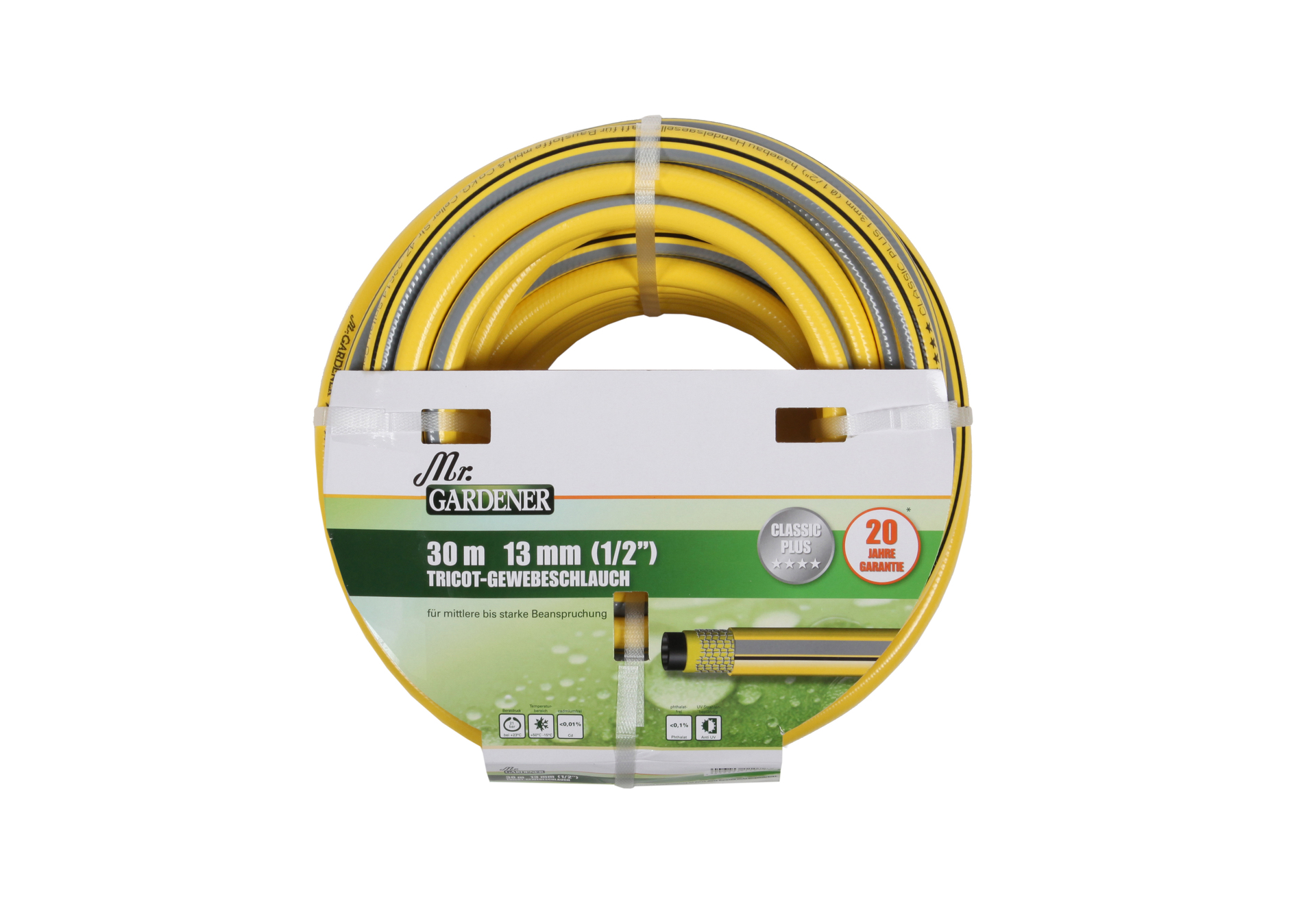 Tricotgewebe-Gartenschlauch Classic Plus gelb/schwarz 1 Tricotgewebe-Gartenschlauch Classic Plus gelb/schwarz