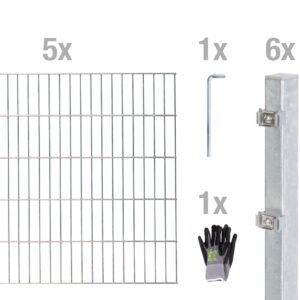 Doppelstab-Zaunmatten-Grundset inkl. Handschuh